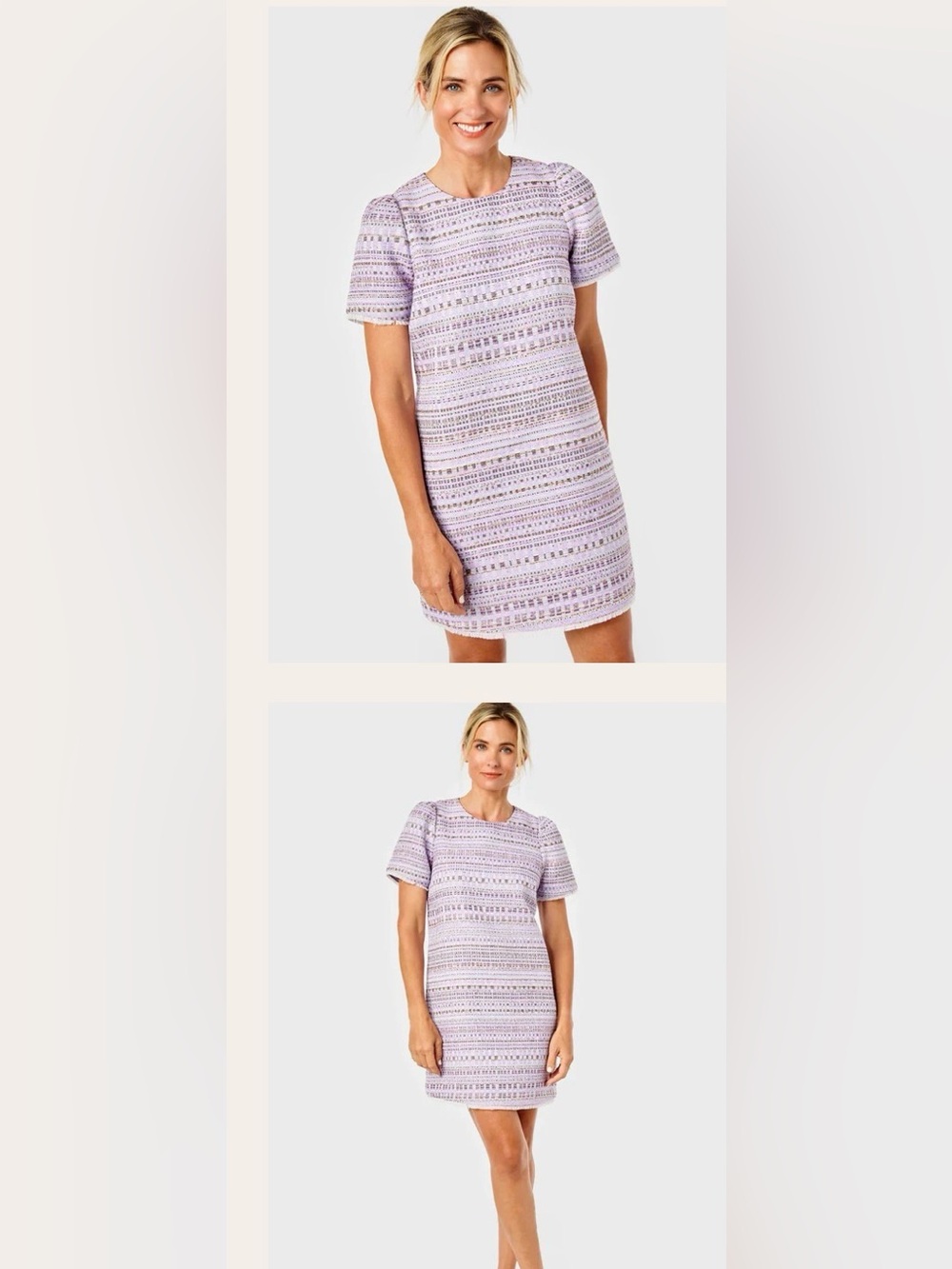 SUMMER TWEED Chloe Tweed Dress- Lavender Stripe